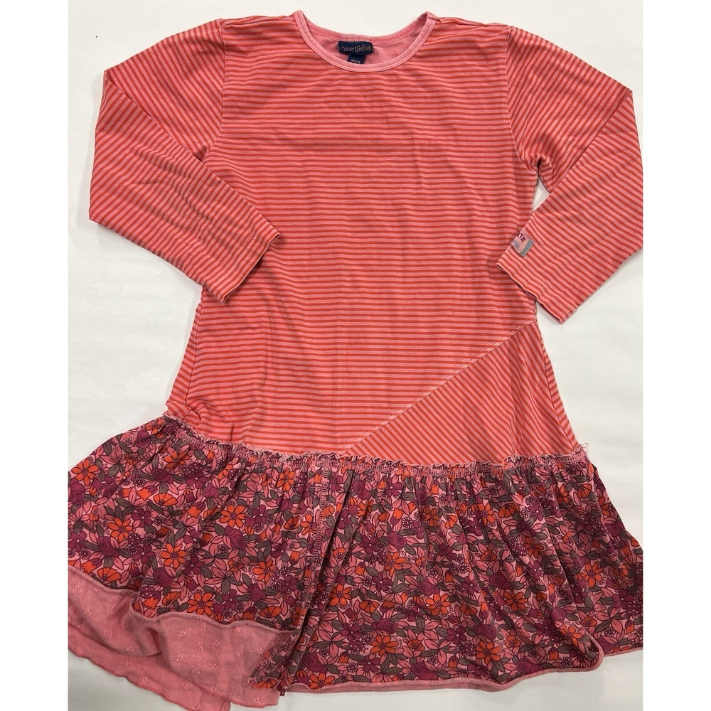 Naartjie 10‎ years Pink Red Long Sleeve Floral Ruffle Bottom Dress